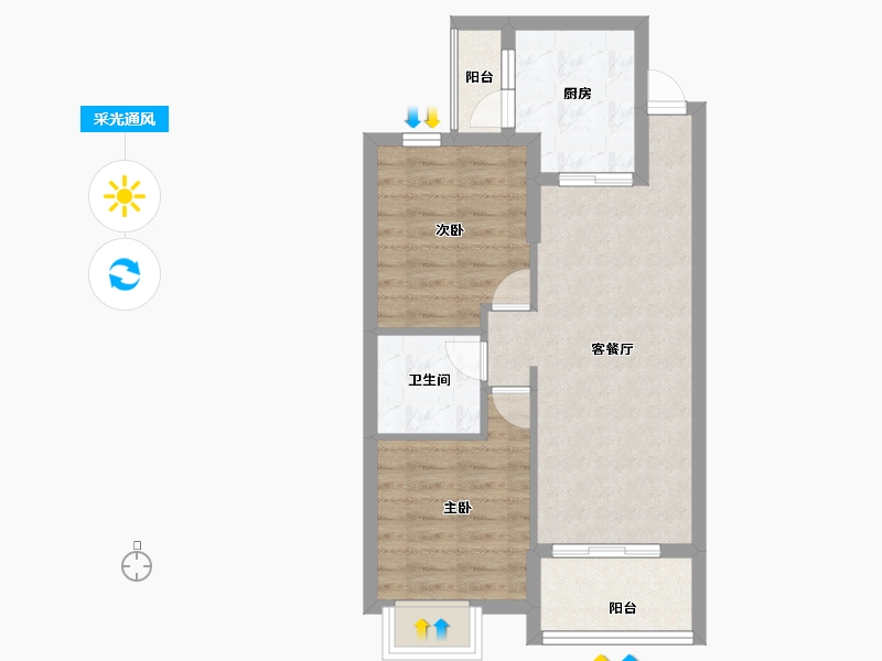 四川省-成都市-上东一号二期-57.89-户型库-采光通风