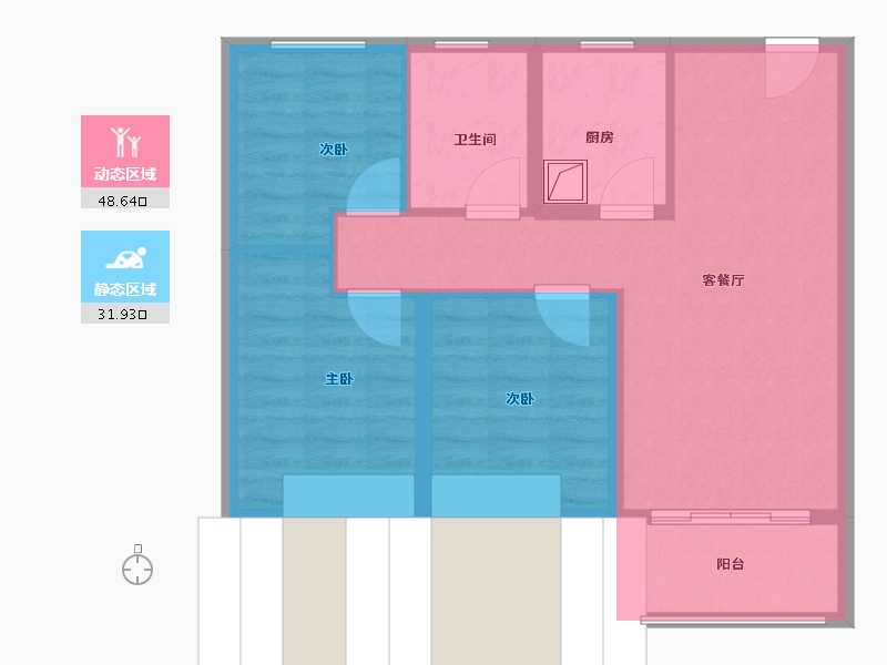 山东省-青岛市-信达金地蓝庭-71.55-户型库-动静分区