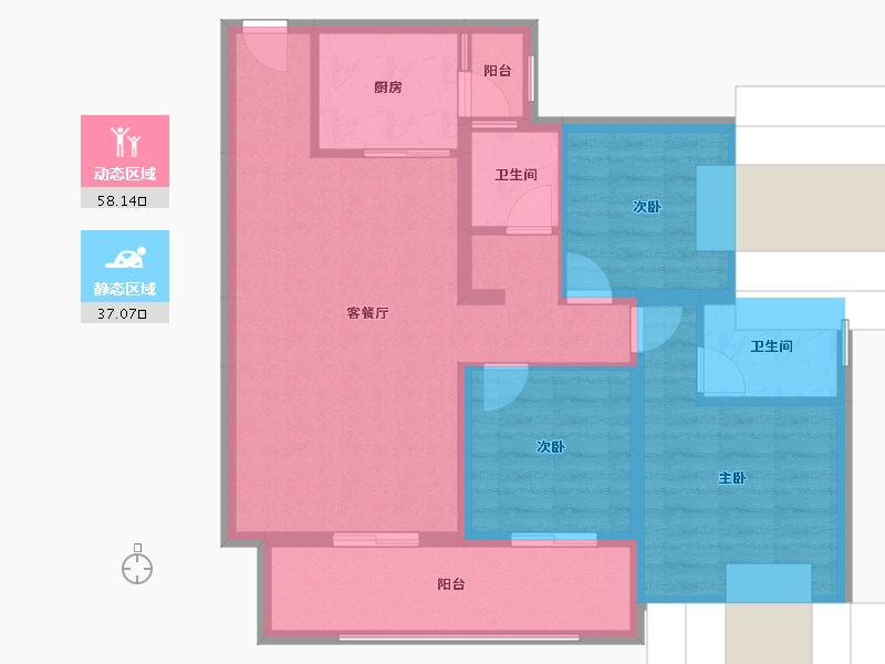 四川省-凉山彝族自治州-康城-91.00-户型库-动静分区