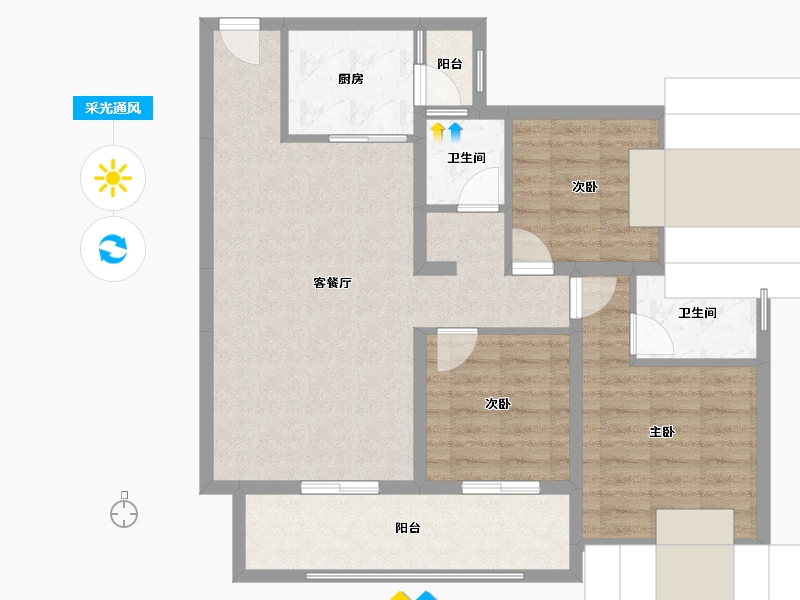 四川省-凉山彝族自治州-康城-91.00-户型库-采光通风