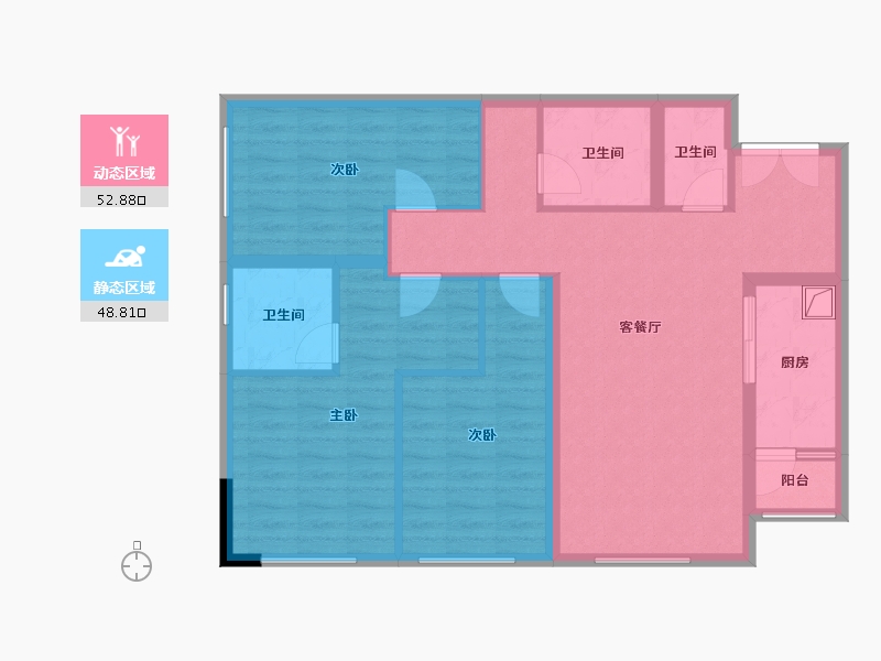 四川省-成都市-蔚蓝卡地亚公寓-120.00-户型库-动静分区