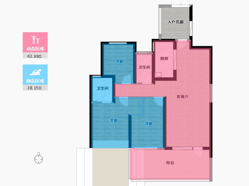 陕西省-咸阳市-云境天澄-89.60-户型库-动静分区