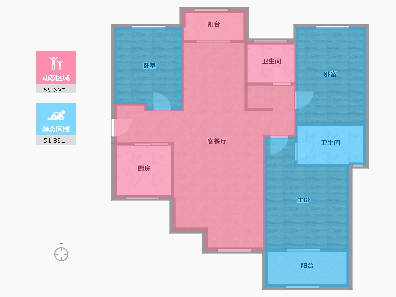 陕西省-西安市-龙湖水晶郦城北区-97.60-户型库-动静分区