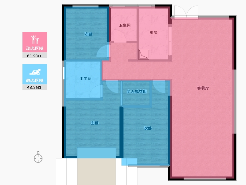 陕西省-西安市-绿城全运村芳华苑-100.00-户型库-动静分区