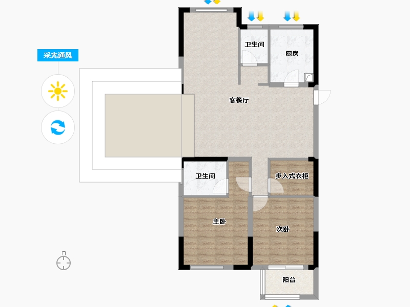 浙江省-杭州市-沈家星盛府-100.00-户型库-采光通风