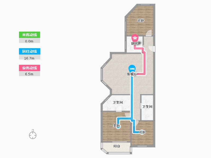 上海-上海市-富丽公寓-西区-85.45-户型库-动静线