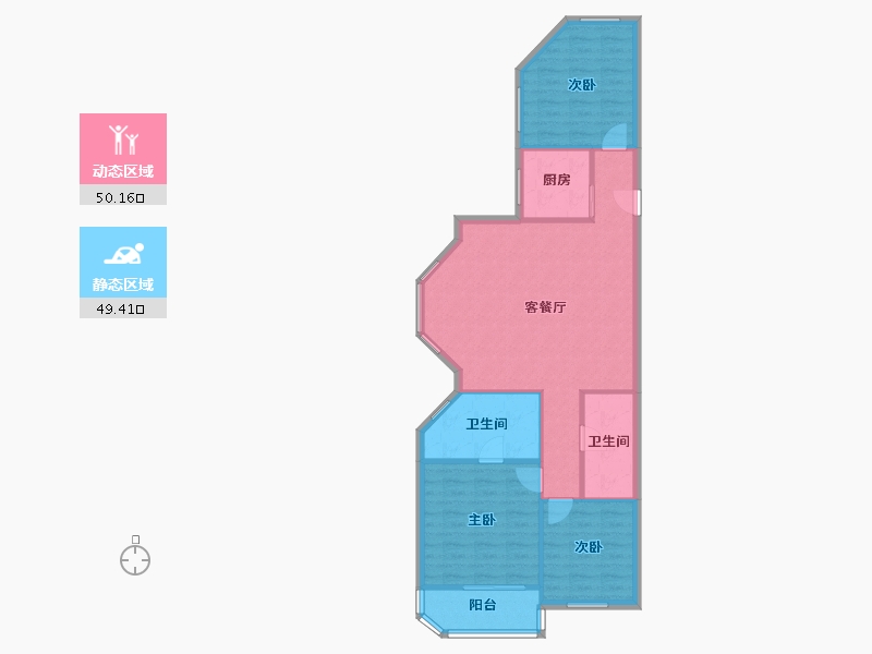 上海-上海市-富丽公寓-西区-85.45-户型库-动静分区