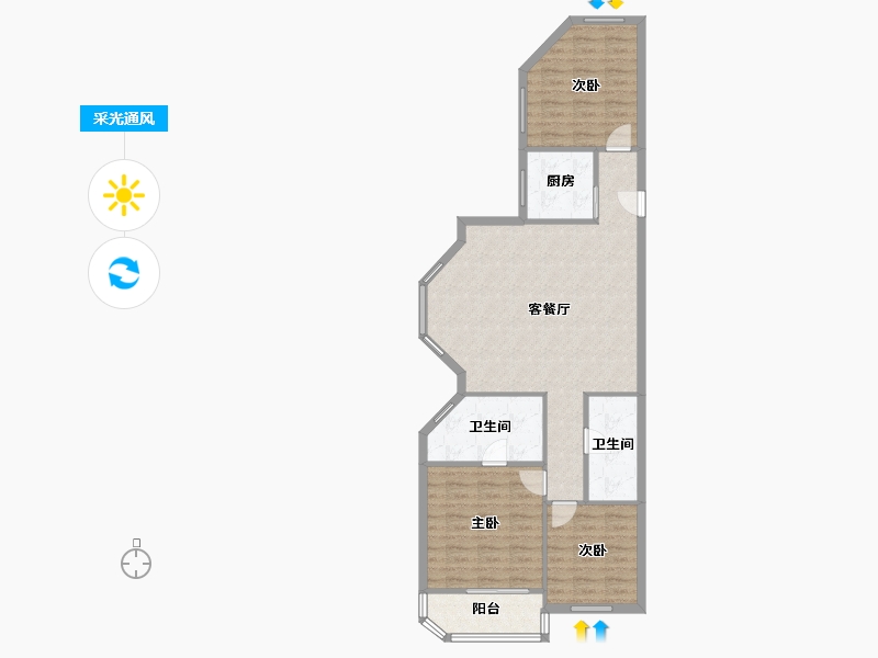 上海-上海市-富丽公寓-西区-85.45-户型库-采光通风