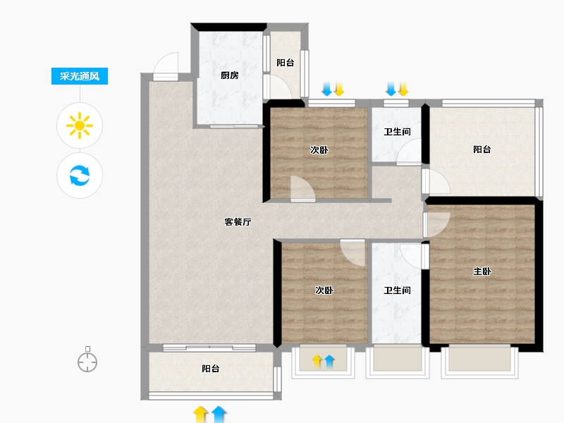 广西壮族自治区-钦州市-钦州碧桂园天玺湾-100.00-户型库-采光通风