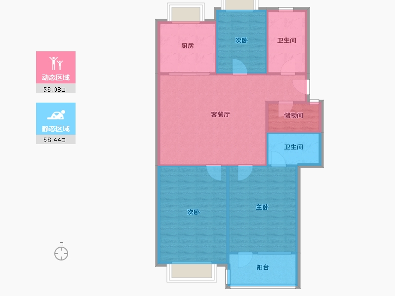 山东省-青岛市-碧海花苑-89.60-户型库-动静分区