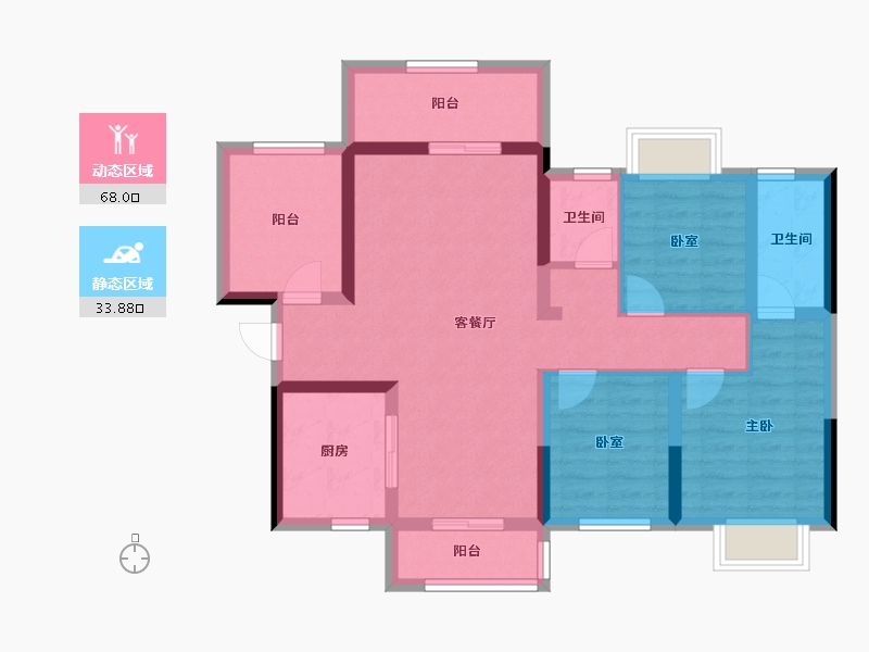 广东省-汕头市-碧桂园凤麟府-96.80-户型库-动静分区