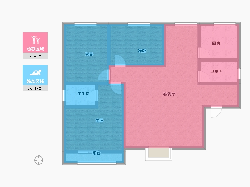 陕西省-宝鸡市-京泰经适房小区-110.00-户型库-动静分区