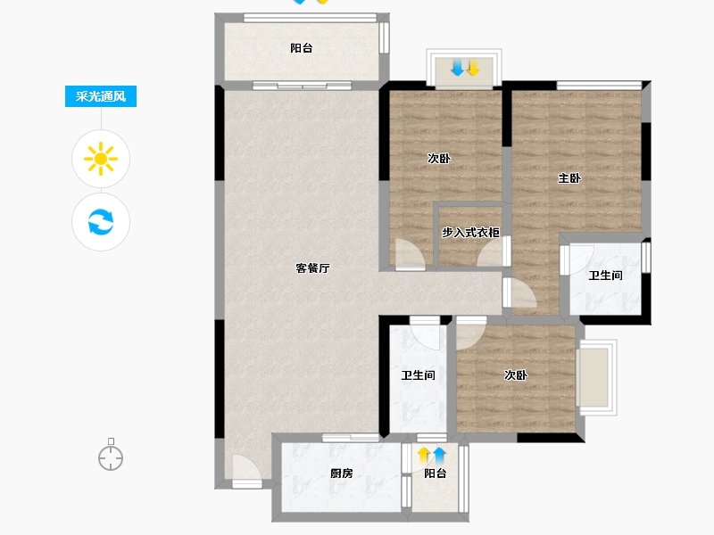 贵州省-遵义市-学府新苑-105.60-户型库-采光通风