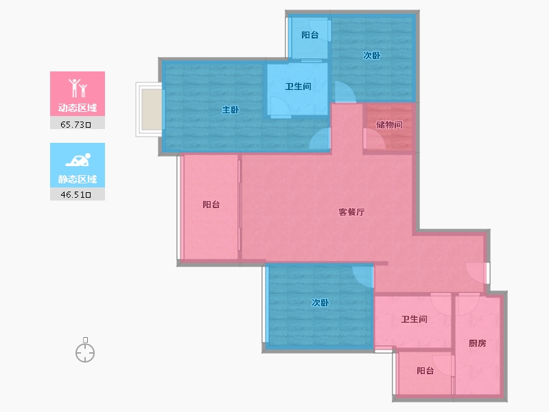 贵州省-贵阳市-中环国际F区-97.91-户型库-动静分区