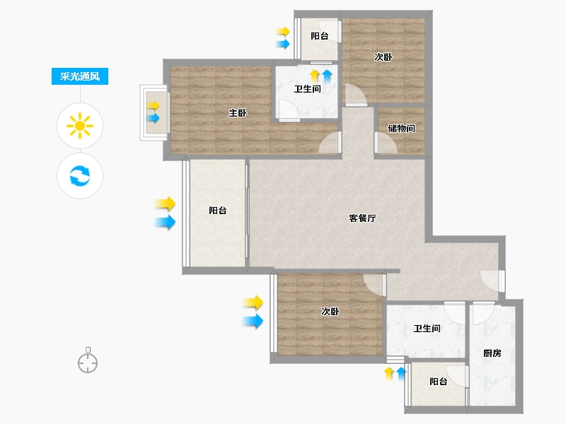 贵州省-贵阳市-中环国际F区-97.91-户型库-采光通风