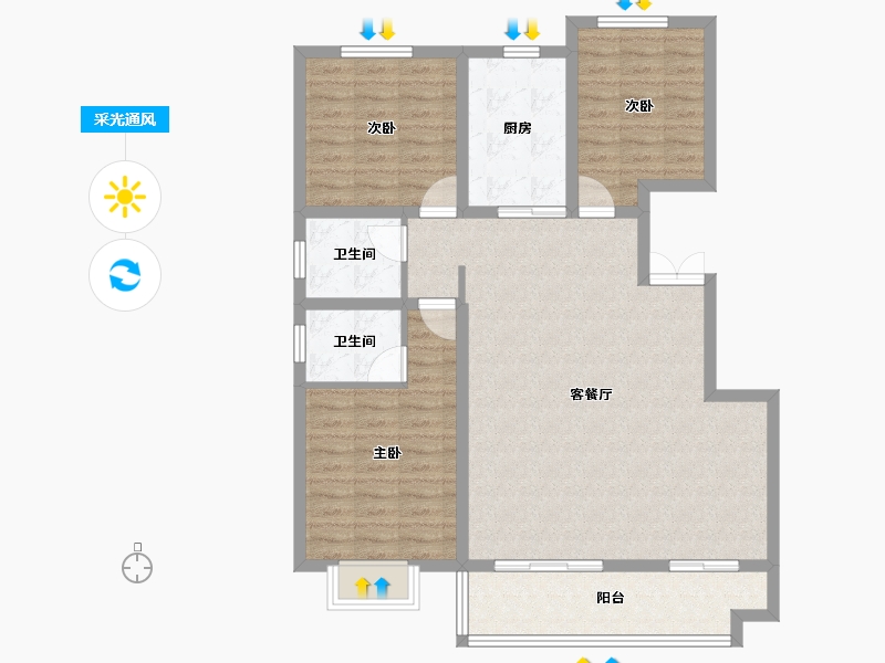 陕西省-宝鸡市-海澜湾-112.00-户型库-采光通风