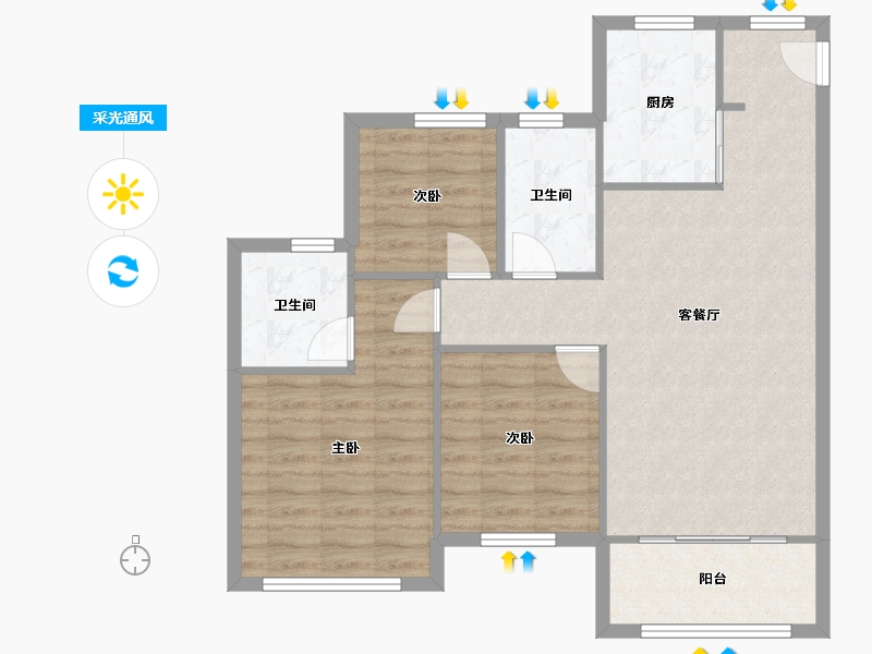 贵州省-贵阳市-贵阳未来方舟F12组团-100.00-户型库-采光通风