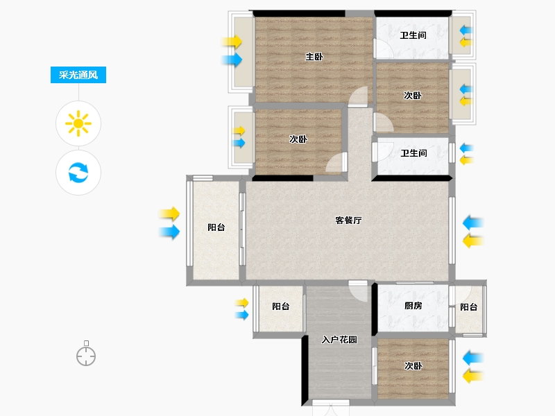 广西壮族自治区-贵港市-迎宾华府-125.60-户型库-采光通风