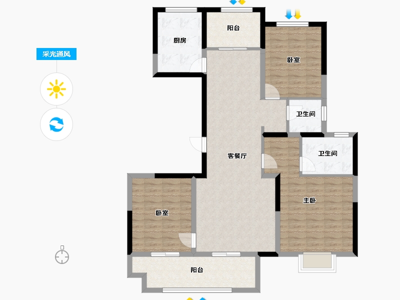 江苏省-徐州市-金为翠微名府-114.09-户型库-采光通风