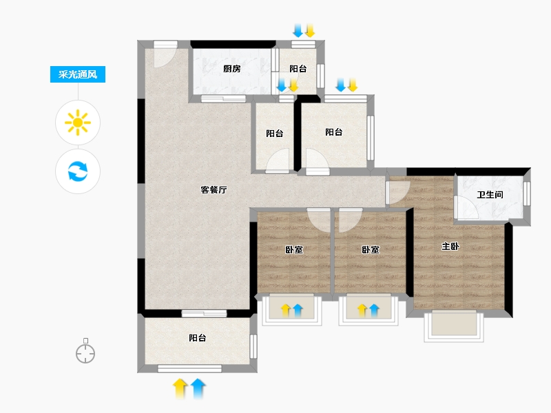 广东省-肇庆市-腾业悦珑郡-86.00-户型库-采光通风