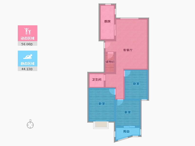 浙江省-杭州市-蓝色霞湾-98.40-户型库-动静分区