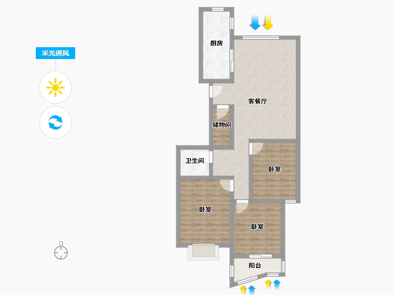 浙江省-杭州市-蓝色霞湾-98.40-户型库-采光通风