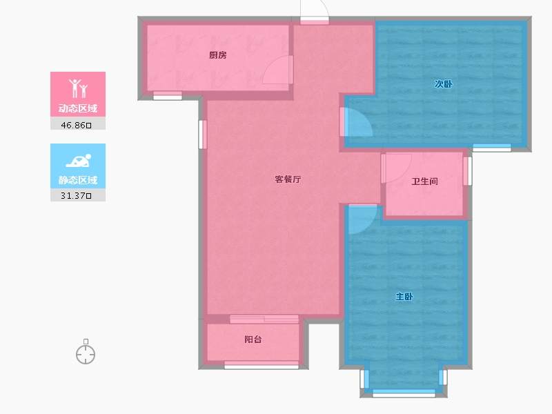 河北省-唐山市-唐山凤凰湖畔-一期-69.36-户型库-动静分区