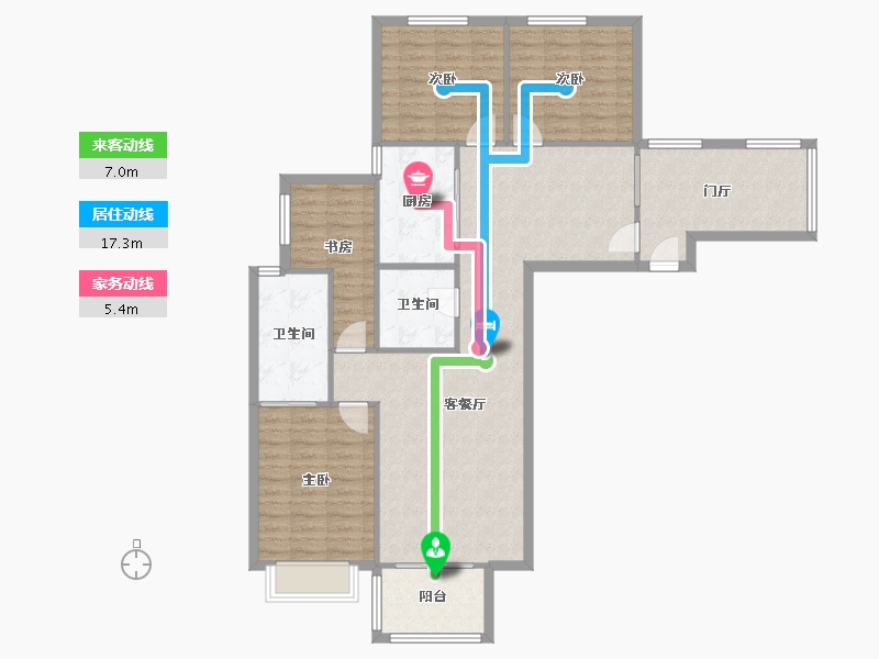 陕西省-西安市-太乙城时光界-124.24-户型库-动静线