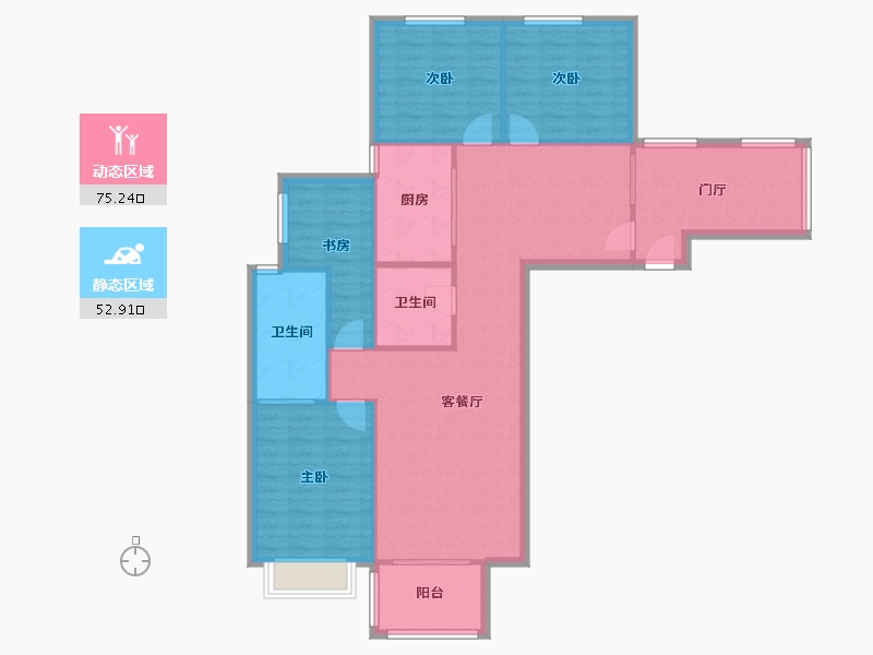 陕西省-西安市-太乙城时光界-124.24-户型库-动静分区