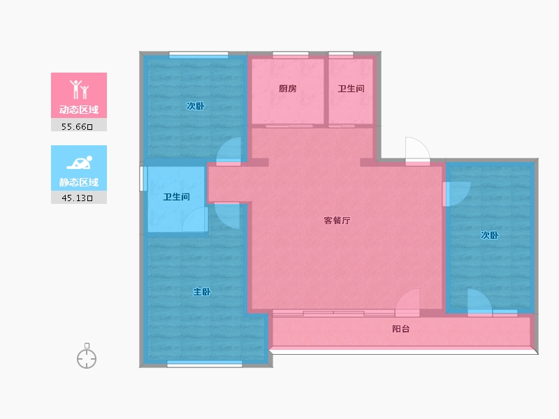 内蒙古自治区-呼和浩特市-学府文苑-106.78-户型库-动静分区