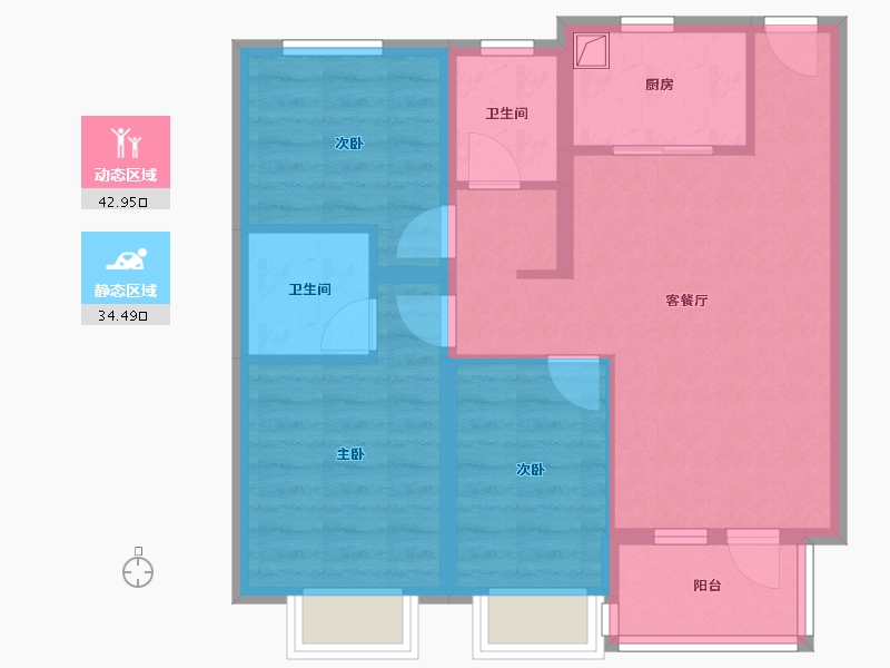 河北省-廊坊市-金融街 金悦府-77.60-户型库-动静分区