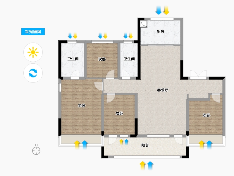 山东省-青岛市-银丰御玺-128.00-户型库-采光通风