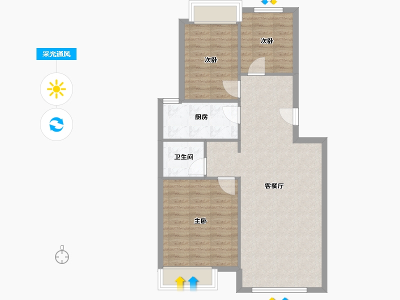 天津-天津市-金色雅筑南苑-78.00-户型库-采光通风