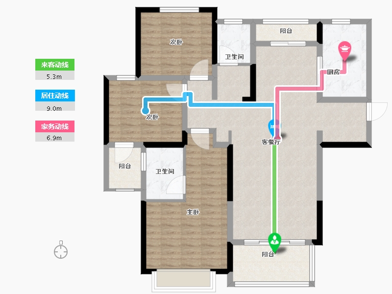 河南省-郑州市-新密市建业壹号城邦住宅小区-113.17-户型库-动静线