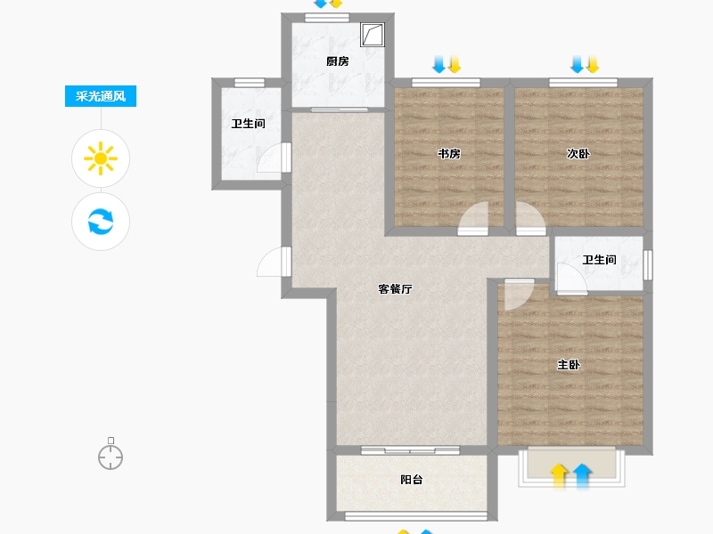 河南省-洛阳市-山水印象-101.00-户型库-采光通风