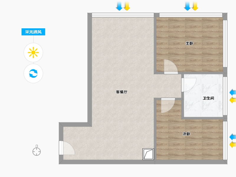 湖南省-长沙市-恒大珺悦府-62.40-户型库-采光通风