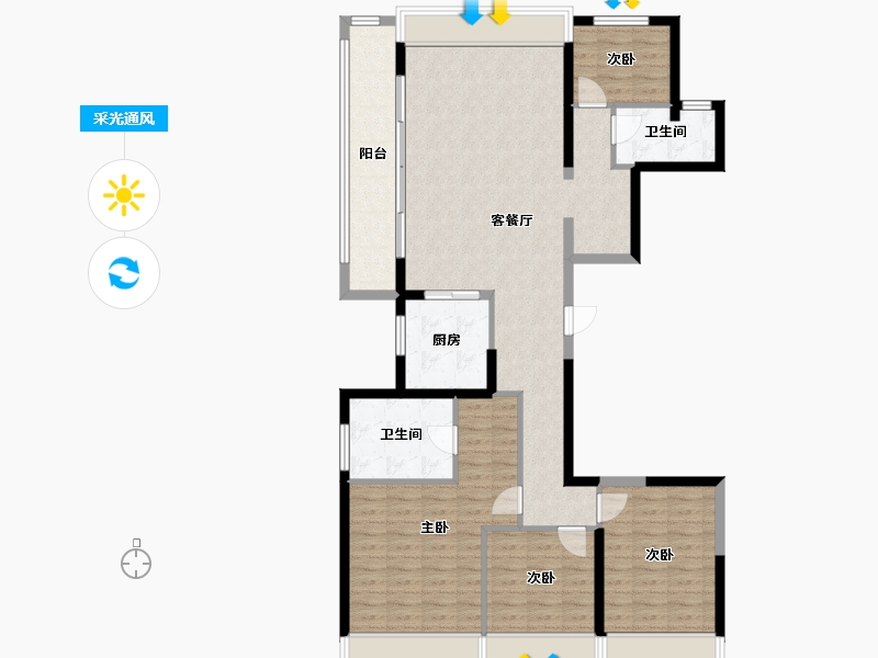 江苏省-南京市-华侨城天鹅堡-122.80-户型库-采光通风