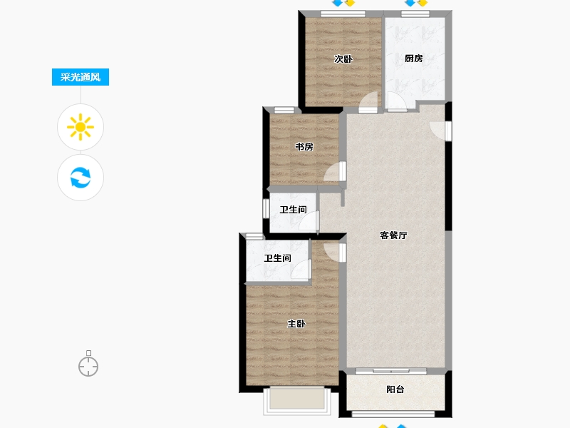 陕西省-西安市-隆瀚城-85.00-户型库-采光通风