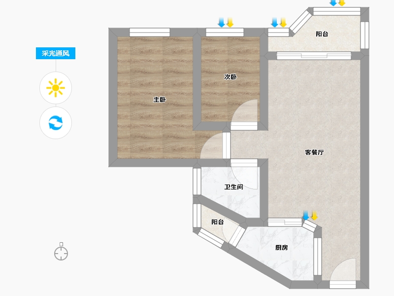 广东省-深圳市-港田花园-47.49-户型库-采光通风