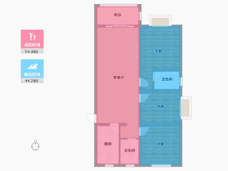 江苏省-南京市-春江苑-96.19-户型库-动静分区