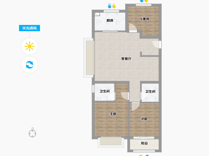 山西省-忻州市-金御华府-60.00-户型库-采光通风