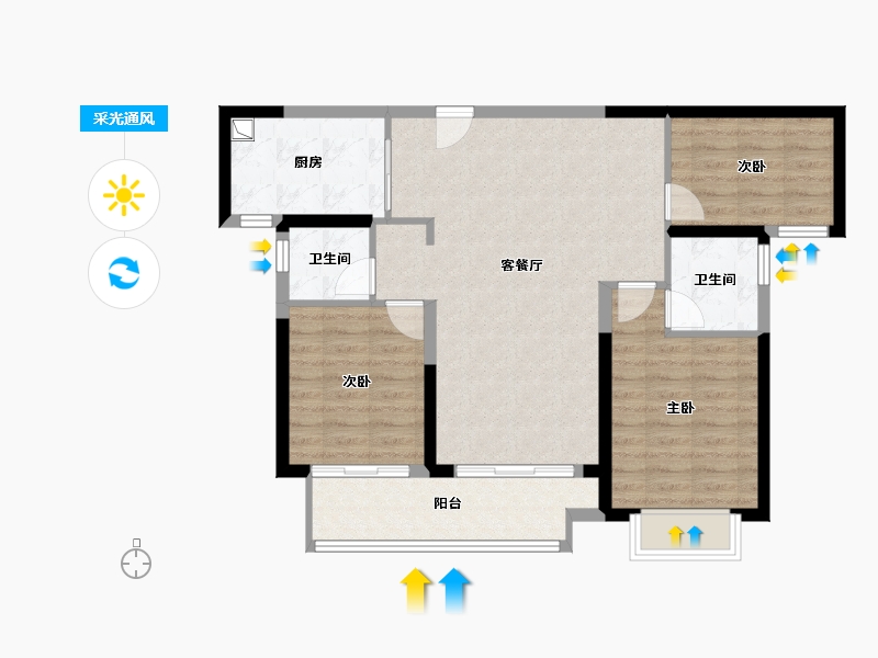 福建省-泉州市-国贸江南璟上-85.68-户型库-采光通风