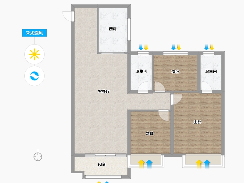 山东省-淄博市-顺成嘉苑-102.19-户型库-采光通风