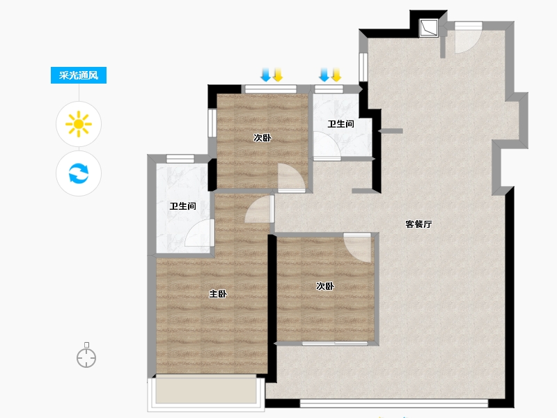 山东省-济南市-建发历控雍泉府-84.69-户型库-采光通风