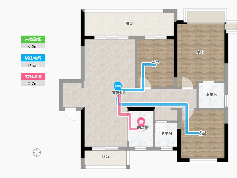 湖南省-长沙市-荣盛锦绣学府-94.40-户型库-动静线