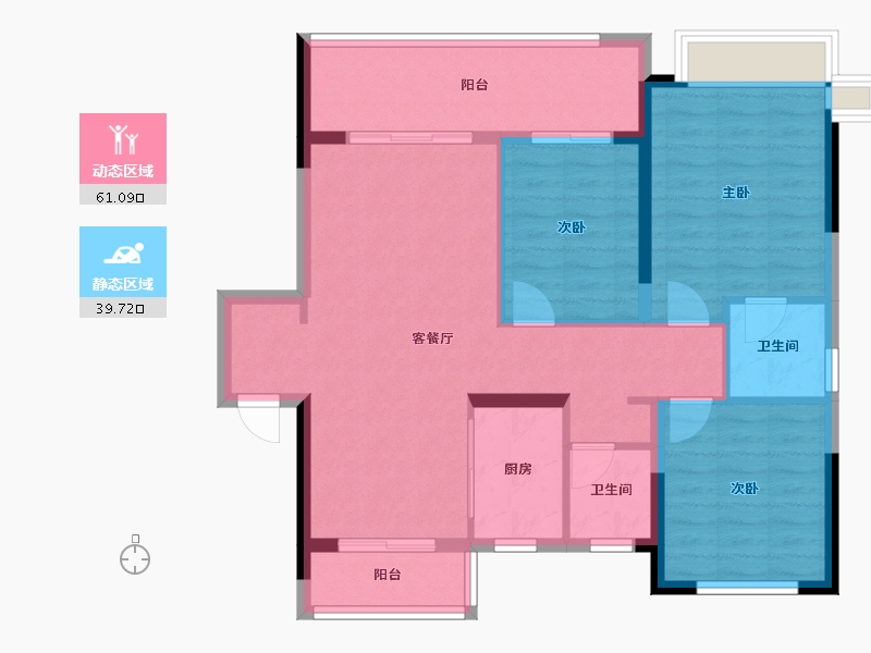 湖南省-长沙市-荣盛锦绣学府-94.40-户型库-动静分区