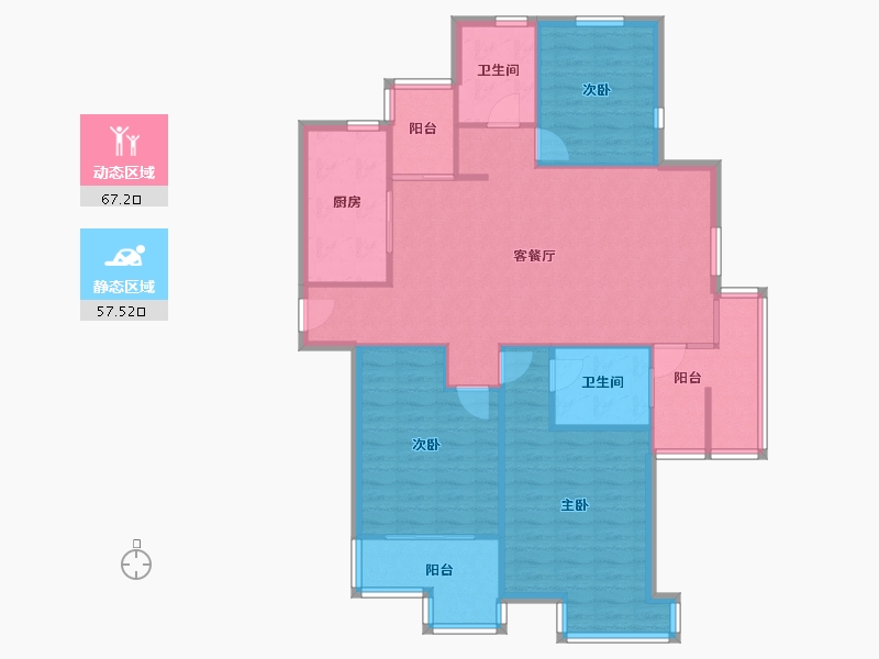 江苏省-苏州市-天都花园-112.18-户型库-动静分区