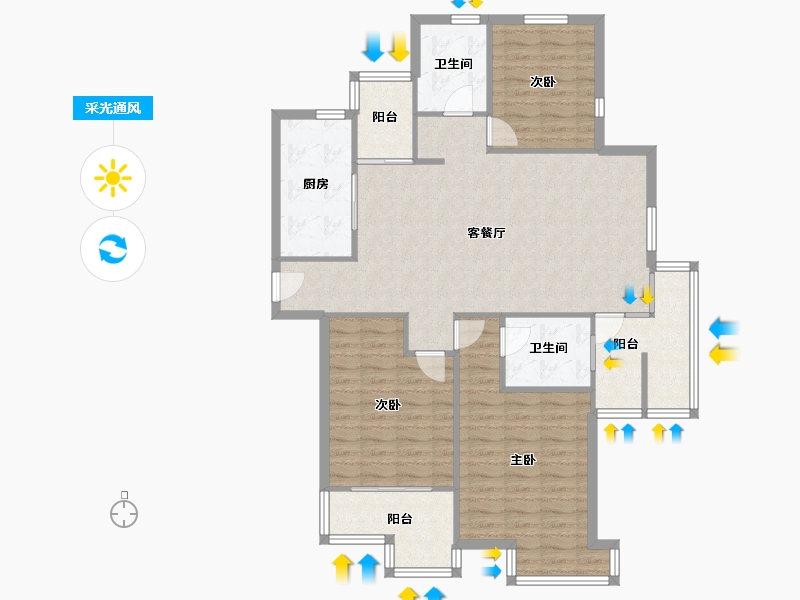 江苏省-苏州市-天都花园-112.18-户型库-采光通风