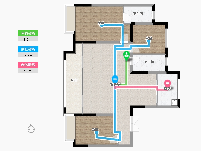 山东省-淄博市-博阅书院-111.98-户型库-动静线