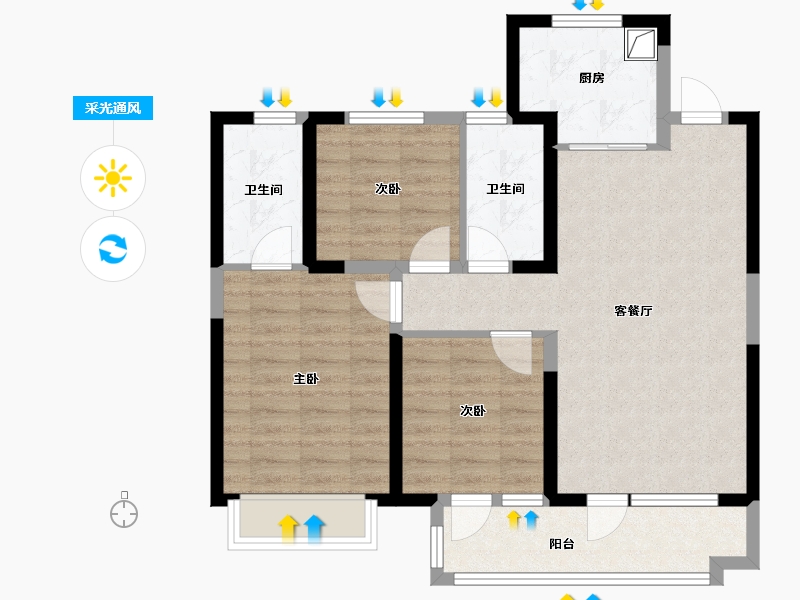 山西省-晋中市-远洋红星晋中天铂-118.00-户型库-采光通风